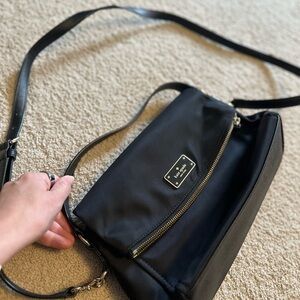 Kate Spade Black Leather Crossbody Bag with Gold Logo